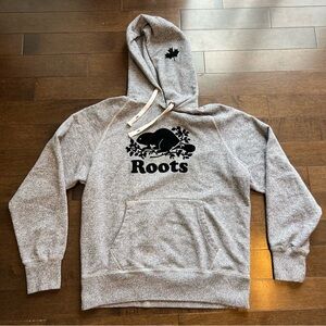 Roots Heather Gray Hoodie with Black Graphic Size Small
